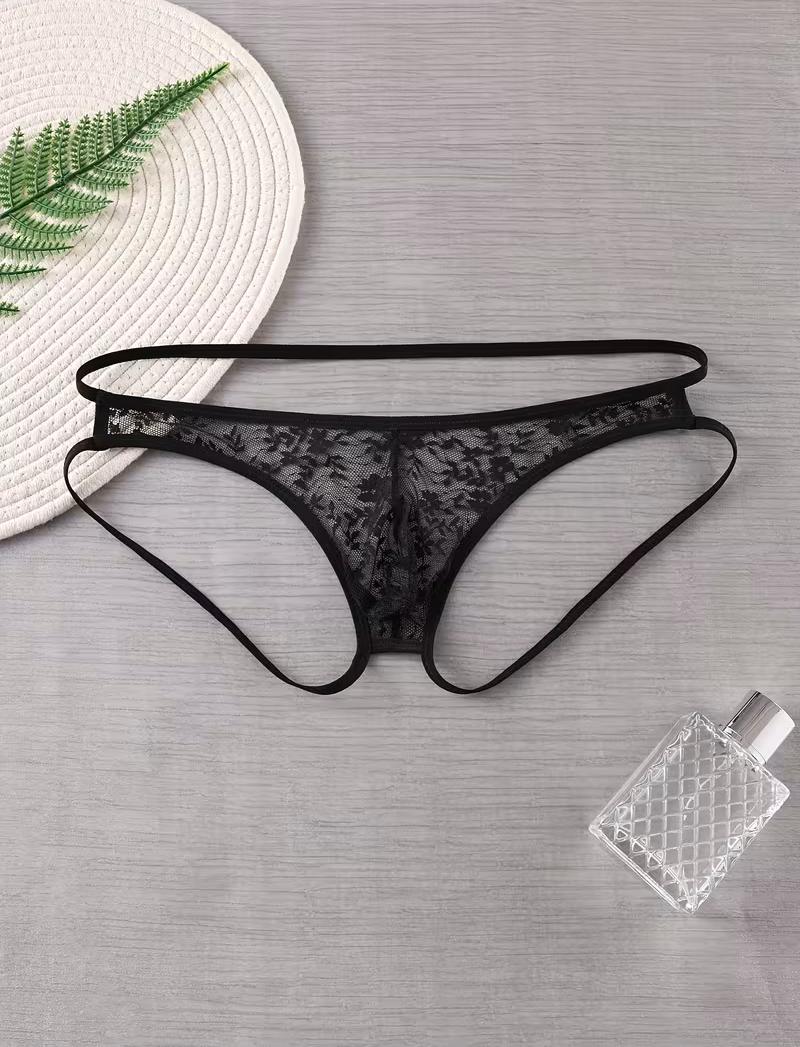 Seksi Dantelli Arkası Açık Seksi Siyah Erkek Külot