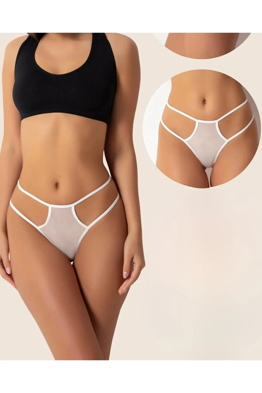 Büyük Beden Fantazi Beyaz Seksi TÜL Kadın String - Fantezi Tanga