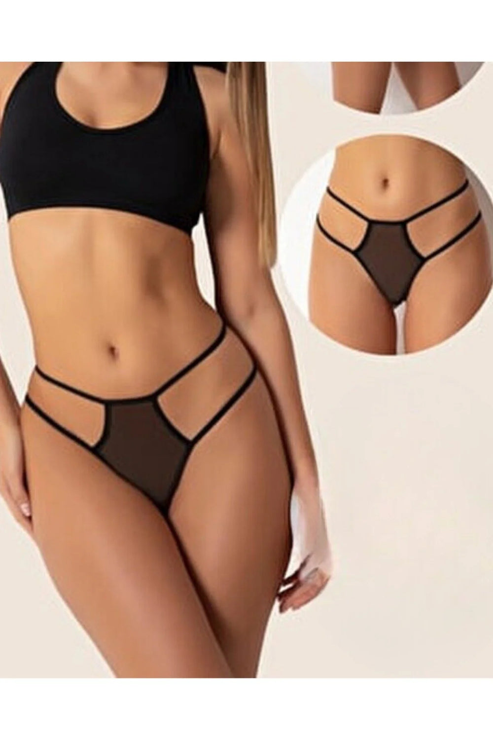 Büyük Beden Fantazi Siyah Seksi TÜL Kadın STRİNG - Fantezi Tanga